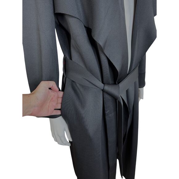 Girl With Curves Draped Scuba Jacket Black Small NWT Belted Cardigan Pockets - Picture 7 of 14